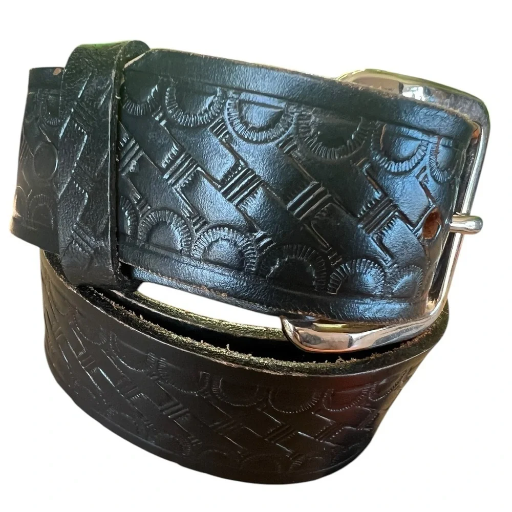 Blumenthal 32 Wide Black Genuine Bridle Leather Western Style Belt Unisex Casual